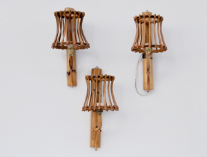Appliques in vimini e bambu' nello stile di Louis Sognot, Anni' 60 