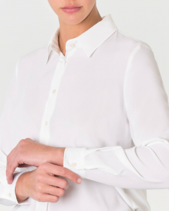 Camicia bianca in crêpe de Chine di misto seta con colletto