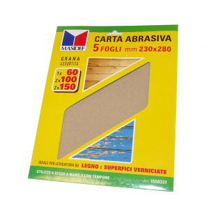 Fogli carta abrasiva per legno e superfici verniciate 5 pezzi da 230 x 280 mm