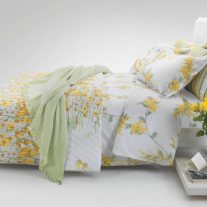 MIRABELLO MIMOSA yellow double bedspread-effect sheets