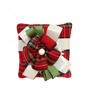 Cuscino di Natale in tartan scozzese rosso 20x20 cm - Creazioni Artistiche