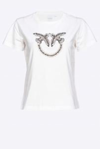 T-shirt Quentin ricamo Love Birds bianca Pinko