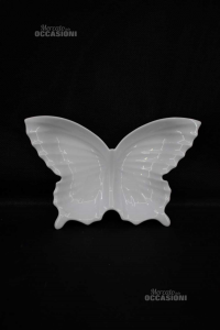 Piatto Farfalla In Porcellana Bianca Griginai 27x18 Cm
