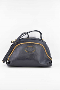 Bag Woman Bourbon Blue In True Leather + Shoulder Strap 35x22x13 Cm + Dust Bag
