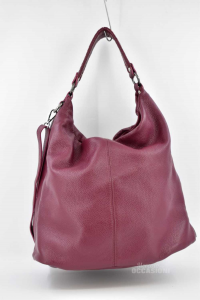Bag Woman Marina Gallant True Leather Purple By Hand And With Shoulder Strap 30x30x15 Cm