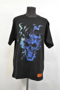 T-shirt Man Heron Preston Black With Skull Size,m In Cotton
