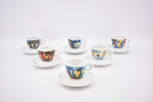 6 Tazzine + Piattini In Ceramica Richard Ginori Illy Collection 1994 Nuove