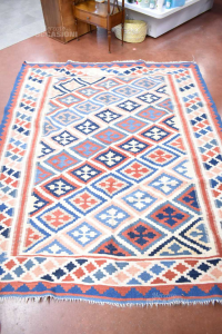 Wool Carpet Colorful Hand Made 200x160 Cm Pink Light Blue Red White Fantasi