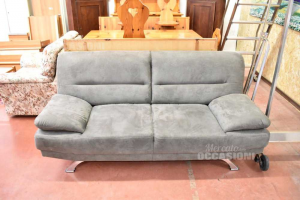 Sofa 3 Seats Gray Effect Suede