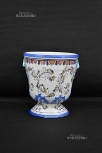 Vaso In Ceramica Stile Vintage Dipinto A Mano H 20 Cm