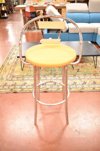 Stool Metal With Sitting In Faux Leather Orange