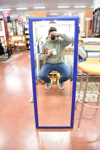 Specchio Rettangolare Bordo Blu 47 X 127 Cm