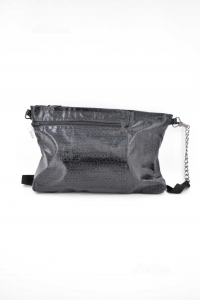 Bag Fabric Shiny Rocco Barocco Black With Handbag Internal With Shoulder Strap 38x27x5 Cm