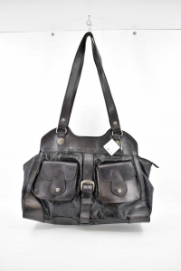 Bag Black Gardens In Real Leather And Fabric Black 45x24x12 Cm (defects)