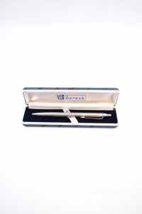 Collection Pen Karnak In Silver 925 Trama Square (tratto Blue) With Case