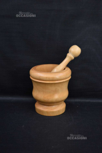 Mortar 14x16 Cm Wood With Pestle