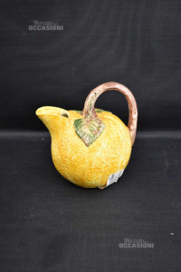 Ceramic Jugs Made In Italy Lemon Yellow Hand Painted 18x18 Cm Approx