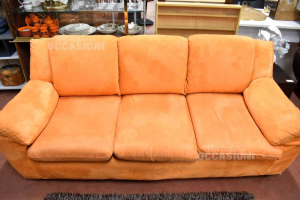 Sofa 3 Sitzplätze Effekt Alacantara Orange 190 Cm