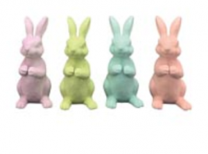 Decorazione pasquale conigli colorati, 4 colori assortiti 