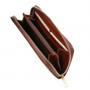 Tuscany Leather TL141206 Esclusivo portafogli in pelle zip around Marrone