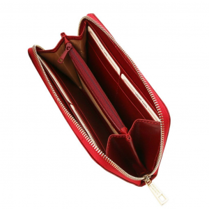 Tuscany Leather TL141206 Esclusivo portafogli in pelle zip around Rosso