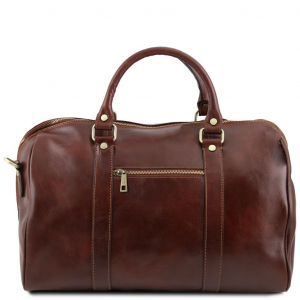 Tuscany Leather TL141250 0 TL Voyager - Travel leather duffle bag with pocket on the back side - Small size