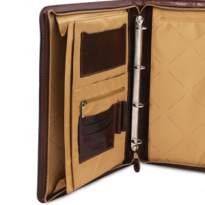 Tuscany Leather TL141295 Costanzo - Esclusivo portadocumenti in pelle con anelli e manico Marrone