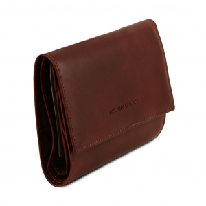 Tuscany Leather TL140796 Esclusivo portafogli da donna in pelle 4 ante Rosso