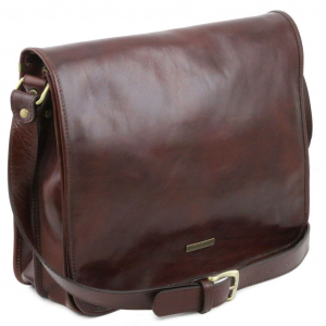 Tuscany Leather TL141254 0 TL Messenger - Umhängetasche aus Leder mit zwei Fächer - Gross