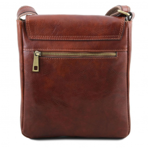 Tuscany Leather TL141408 0 John - Leather crossbody bag for men with front zip