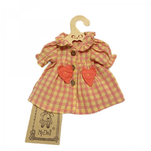 Vestitino rosa antico e giallo a scacchi per bambola alta 27 cm - My Doll