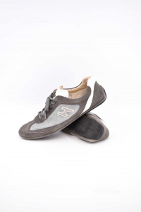 Schuhe Mann Hogan Leder Grau Hellblau Größe 9 (Größe.43.5)