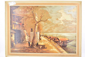 Gemälde Drucken Lackiert Seenlandschaft 79x59 Cm