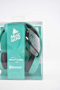 Auriculares Bluetooth Música Sonido Verde Agua Con Cable Usb Nuevo