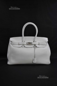 Bag In Real Leather Model Replica Hermes White 40x18x24 Cm