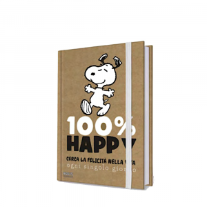 Taccuino 100% Happy con Snoopy dei Peanuts formato A6 - Marpimar
