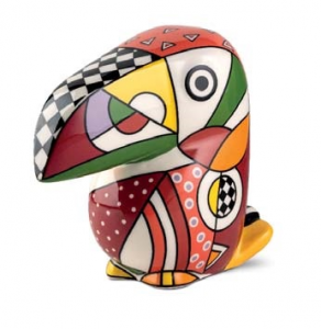 Egan scultura tucano in ceramica smaltata 17*15 cm 112006