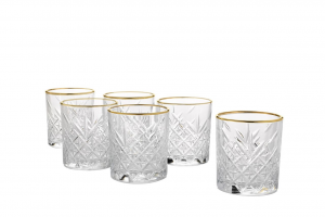Set 6 bicchieri Timeless in vetro trasparente bordo oro cl 34,5