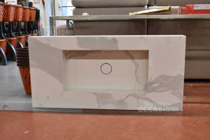 Lavabo In Gres Porcellanato Bianco / Grigio 105x15x50 Cm