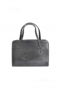Handbag In Real Leather Vintage Black 25x18x8 Cm Defect