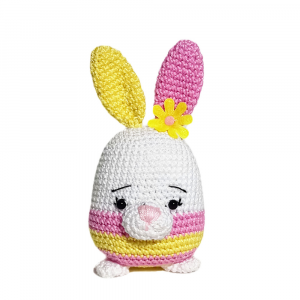 Amigurumi coniglietto giallo e rosa ad uncinetto 9x14 cm - Crochet by Patty