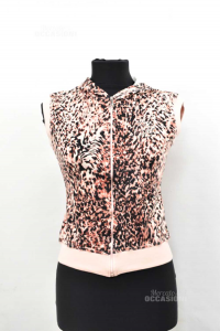 Sweatshirt Frau ärmellos Blumarin Größe 44 Leopard Rosa