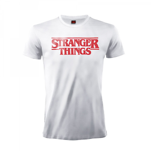 Maglietta bianca con stampa Stranger Things a manica corta per uomo
