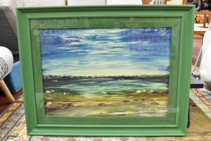 Pintura Pintado Coletti Representando Mar Marca Verde Tamaño 89x70 Cm
