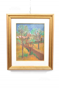 Pintura Pintado Rigoni Representando Bosque Tamaño 58x47,5 Cm