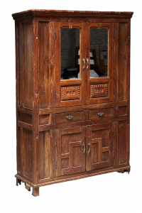Armadio / Credenza alta in legno di teak con ante specchio #JO1BIS