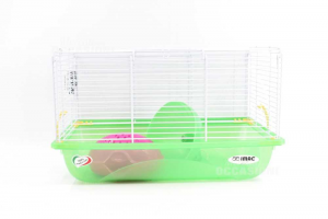 Cage Hamster Avec Accessoires Blanc Vert 45x30x27 Cm