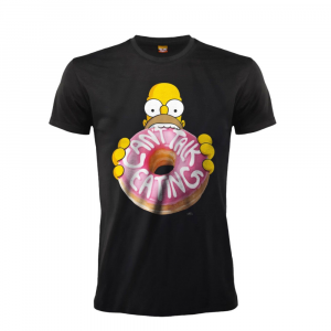 Maglietta nera The Simpsons Can't talk eating a manica corta per uomo