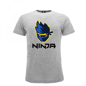 Maglietta grigia Ninja a manica corta con logo per uomo