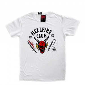 Maglietta bianca Stranger Things - Hellfire Club a manica corta per uomo